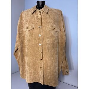 Corduroy Oversize Shacket Womens M Tan Jacket Wide Wale
